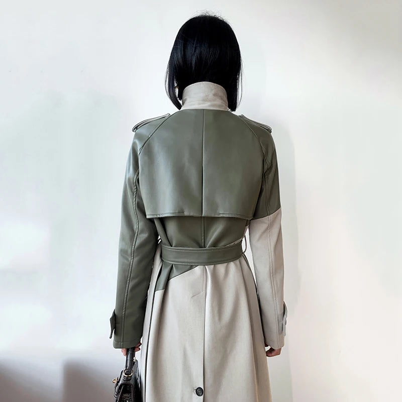 ”Volaire” Women’s Italian Leather Trench Coat