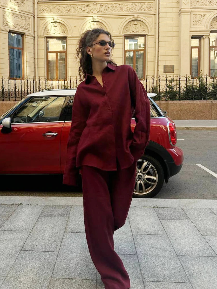 "Malibu" Women's Cotton Long Sleeve 2 Piece Outfit Set