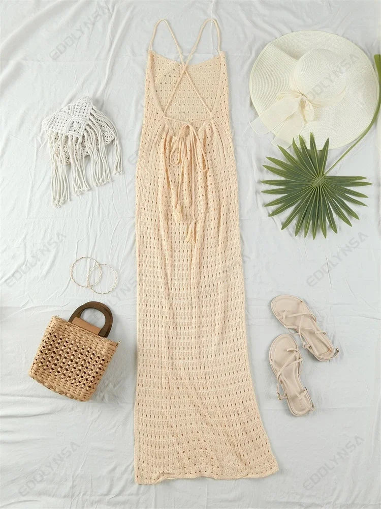 "June" Knitted Backless Bodycon Maxi Dress