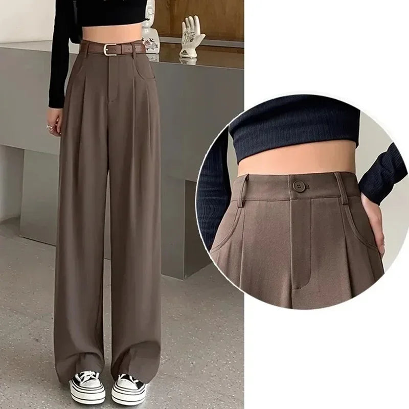 "Moments" Breathable Wide Leg High Waist Office Pants