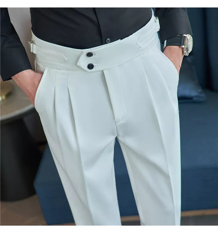 “Word Of Mouth” Men’s High Waist Designer Slim Fit Business Casual Dress Pants