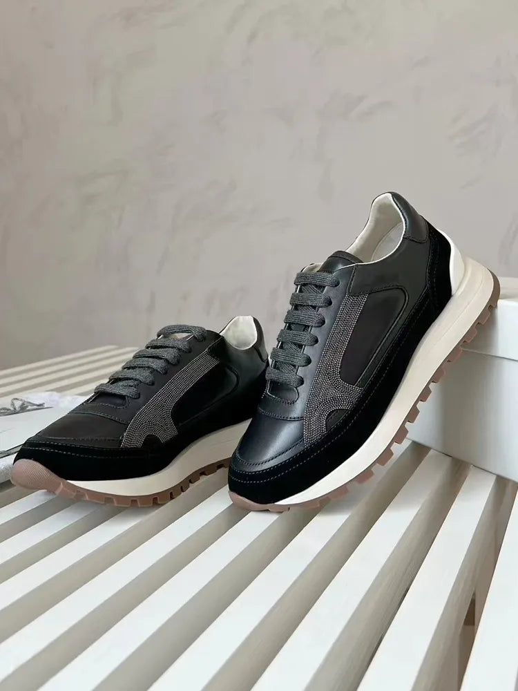 “Elisia” Women’s Italian Catskin Stitch Sneakers