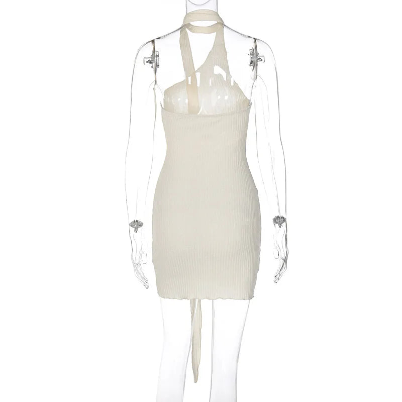 “Elouise” Women’s Backless Knitted Bodycon Mini Dress
