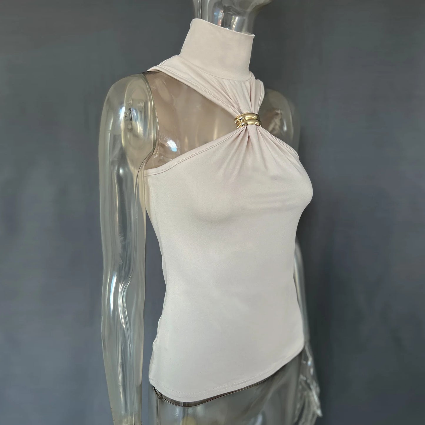 "Mrs. Banks" Women's Elegant Sleeveless Turtleneck Top