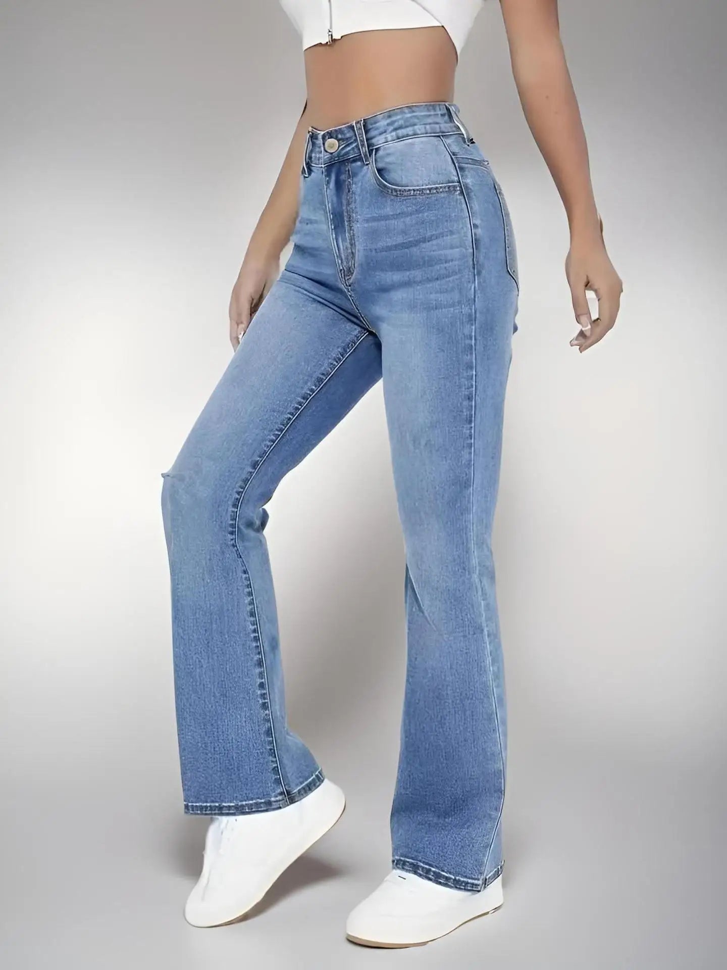 "Kelly" Women's Casual High Waist Light Wash Slim Fit Jeans