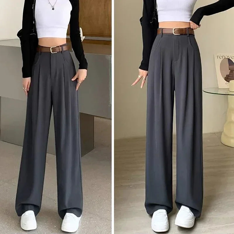 "Moments" Breathable Wide Leg High Waist Office Pants