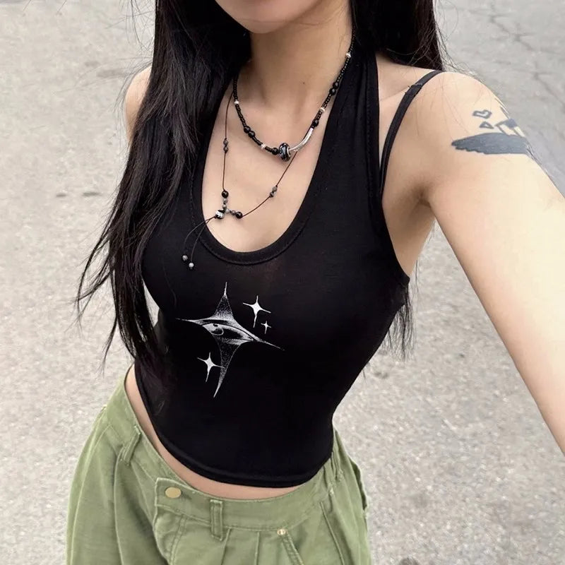 “Devilish Eyes” Women’s Retro Y2K Style Slim Fit Tank Top