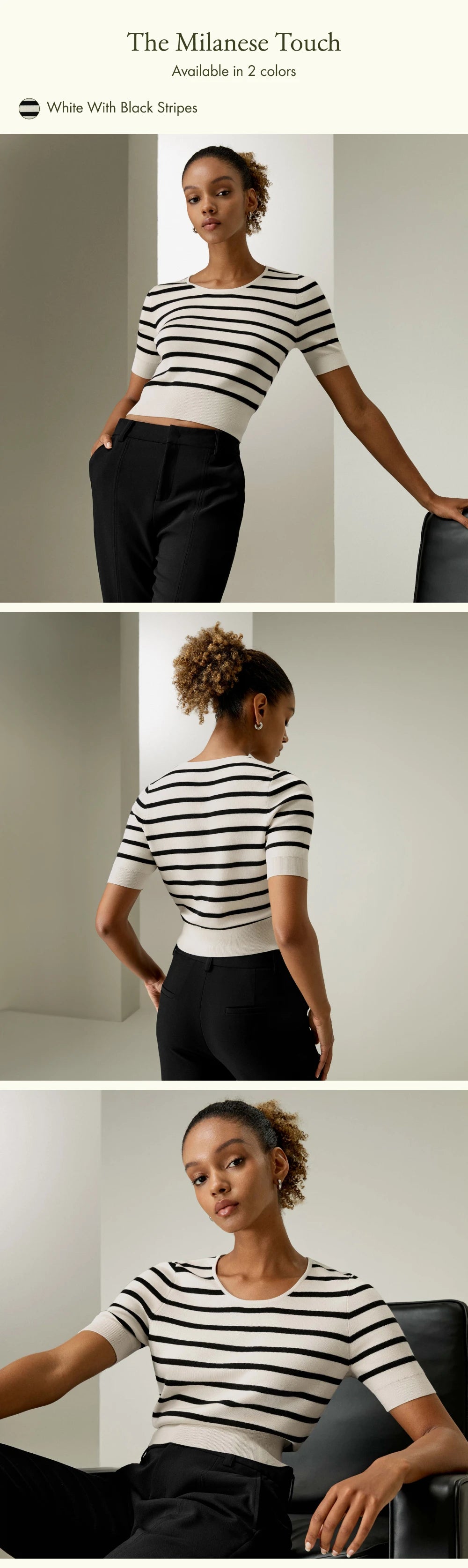 "England" Women's Silk Striped Knitted Crop Top