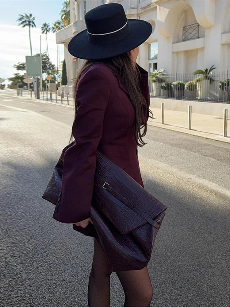 "Delevigne" Women's Single Breasted Cinched Waist Designer Suit Jacket
