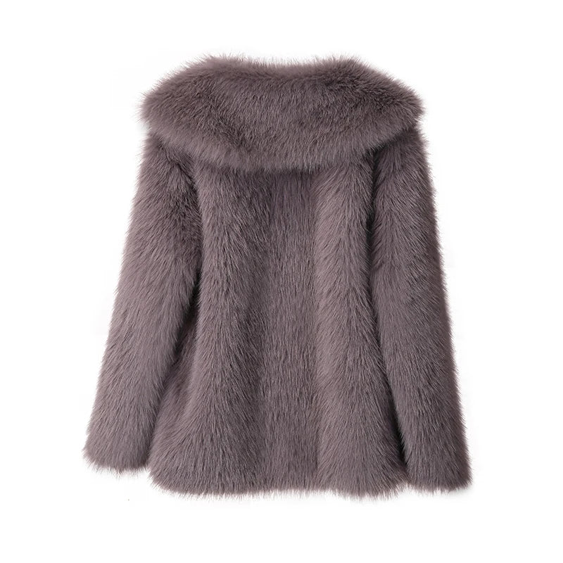 “Nepo Baby” Women’s Loose Oversized Fluffy Faux Fur Overcoat