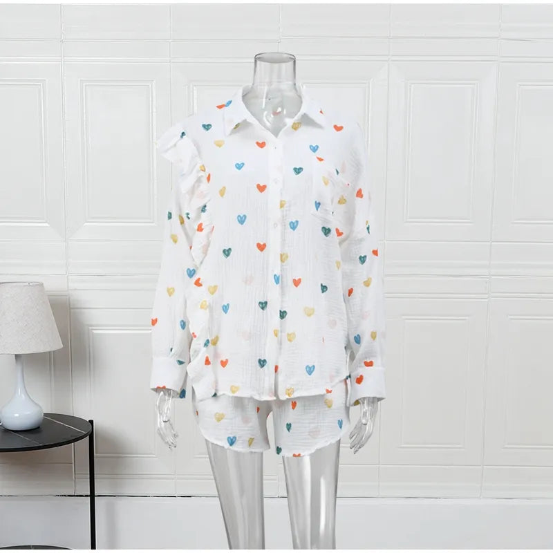 “Binded Lovers” Women’s Casual Long Sleeve 2 Piece Linen Outfit Set