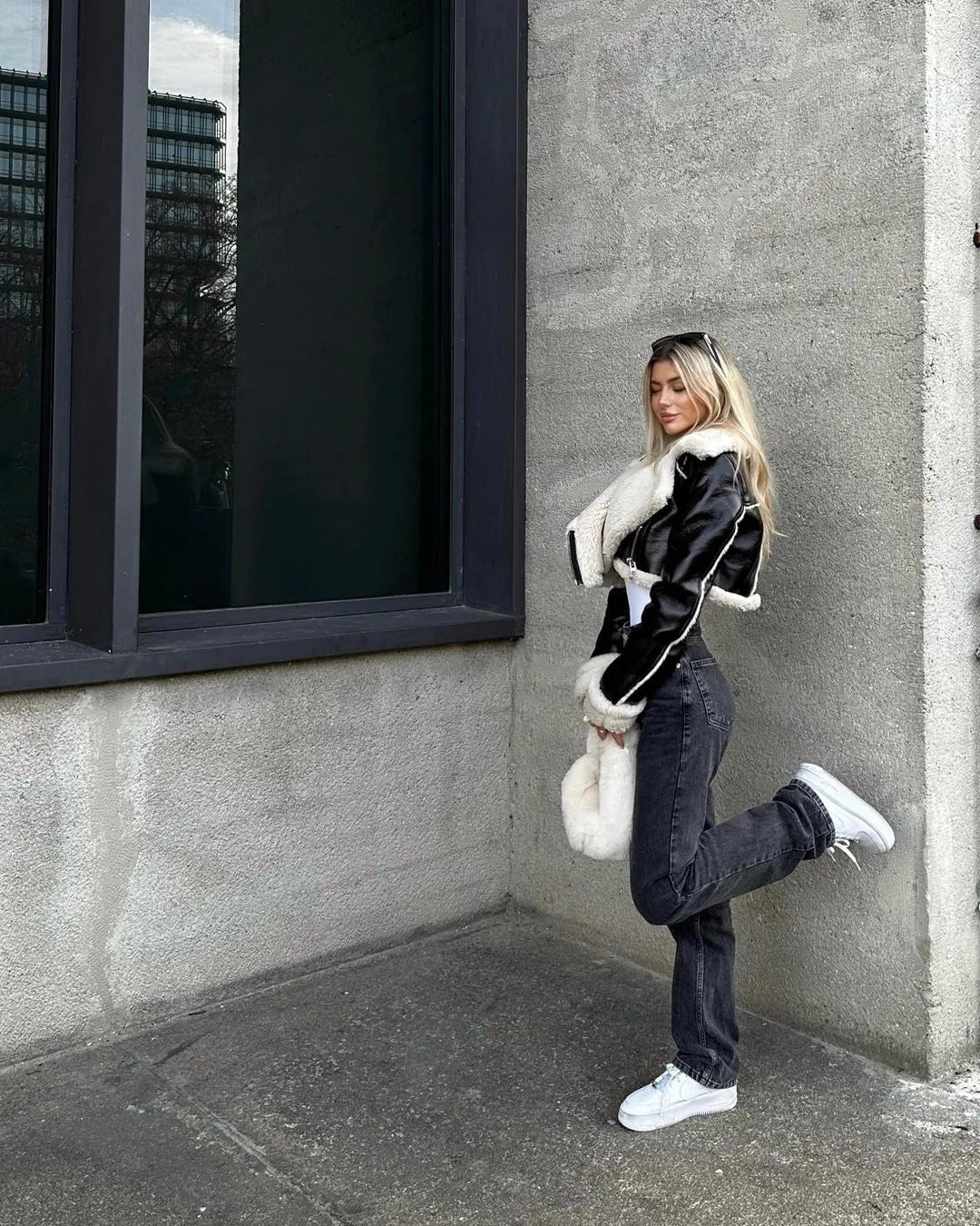 “Try Again” Women’s Vintage High Street Style Lambswool Winter Coat