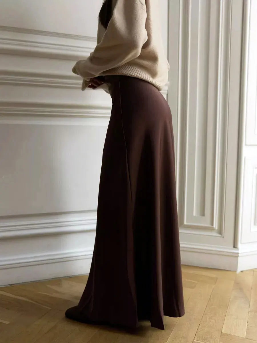 "Moda" Women's Satin High Waist Maxi Skirt