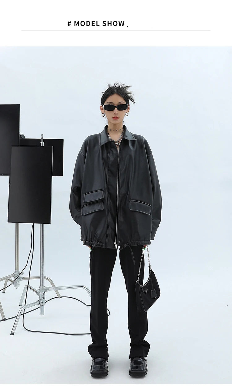 "Trinity" Women's Waterproof Long Sleeve Oversized Faux Leather Jacket