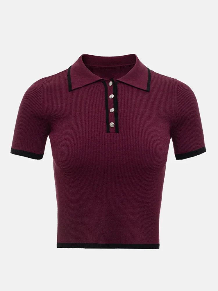 "Breeze" Women's Short Sleeve Knitted Polo Shirt