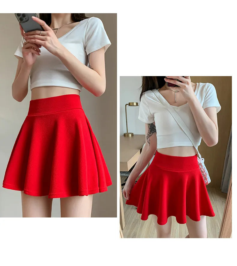 “Delicate” Women's Elastic Korean Style High Waist Mini Skirt
