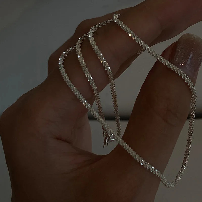 “Styla” Women’s Sparkling Silver Diamond Crusted Choker