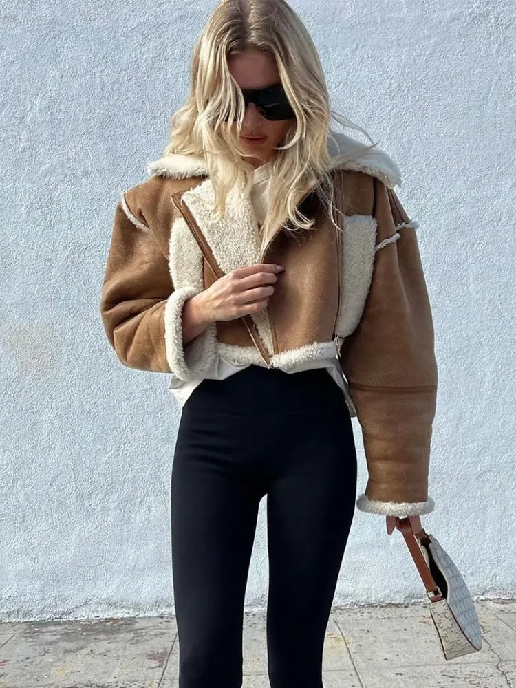 “Taylor” Women’s Vintage Designer Lambswool Fur Coat