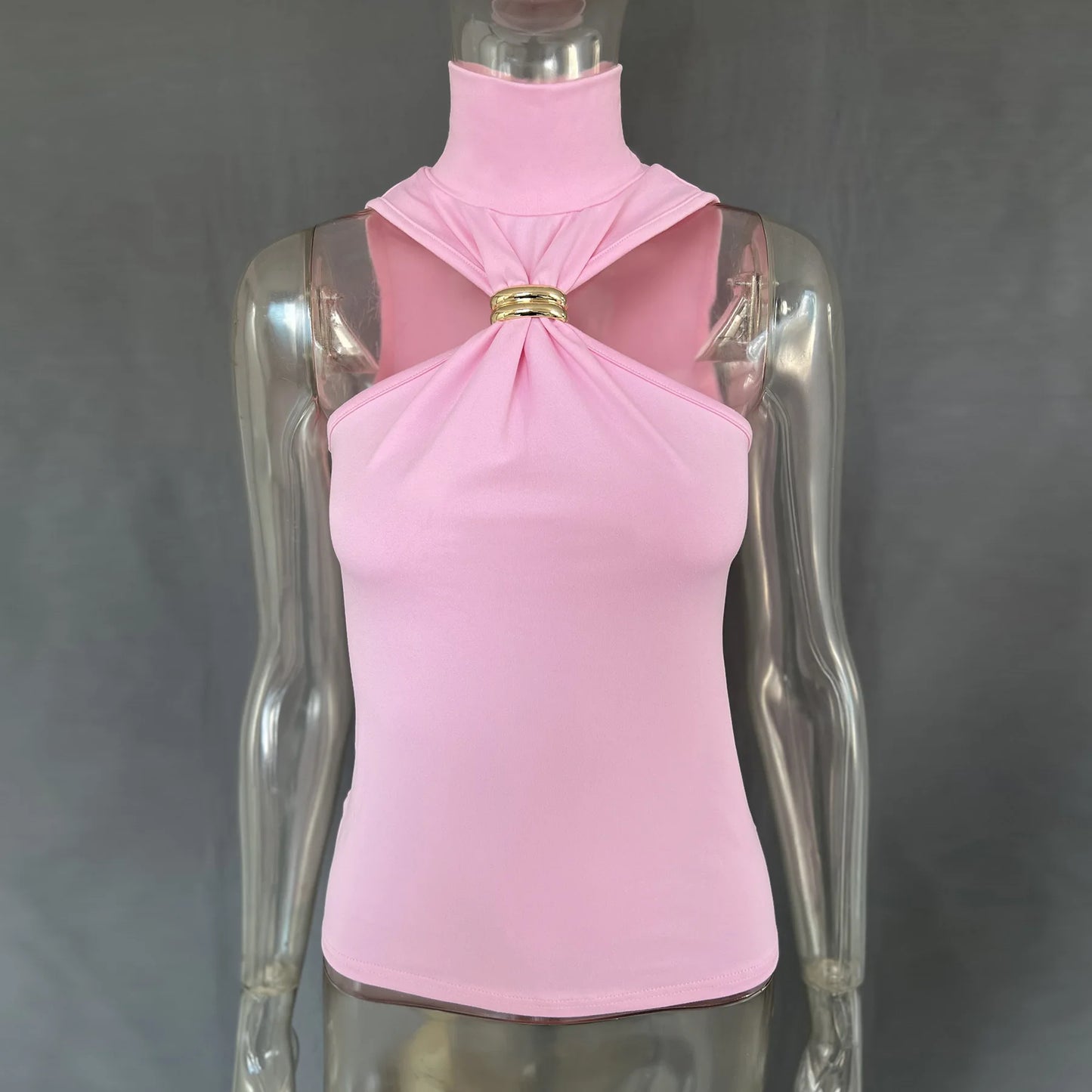 "Mrs. Banks" Women's Elegant Sleeveless Turtleneck Top