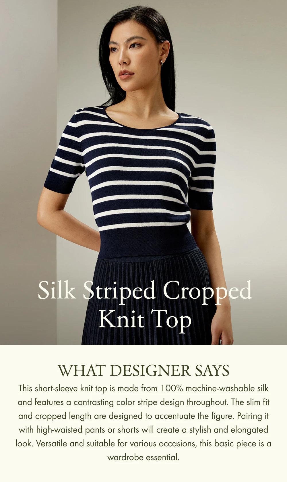 "England" Women's Silk Striped Knitted Crop Top