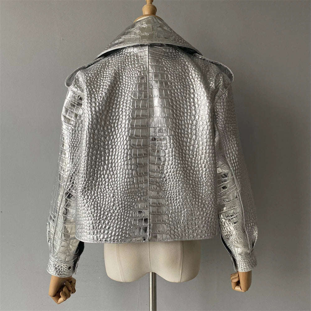 “Diamond” Women’s Sheepskin Designer Leather Jacket
