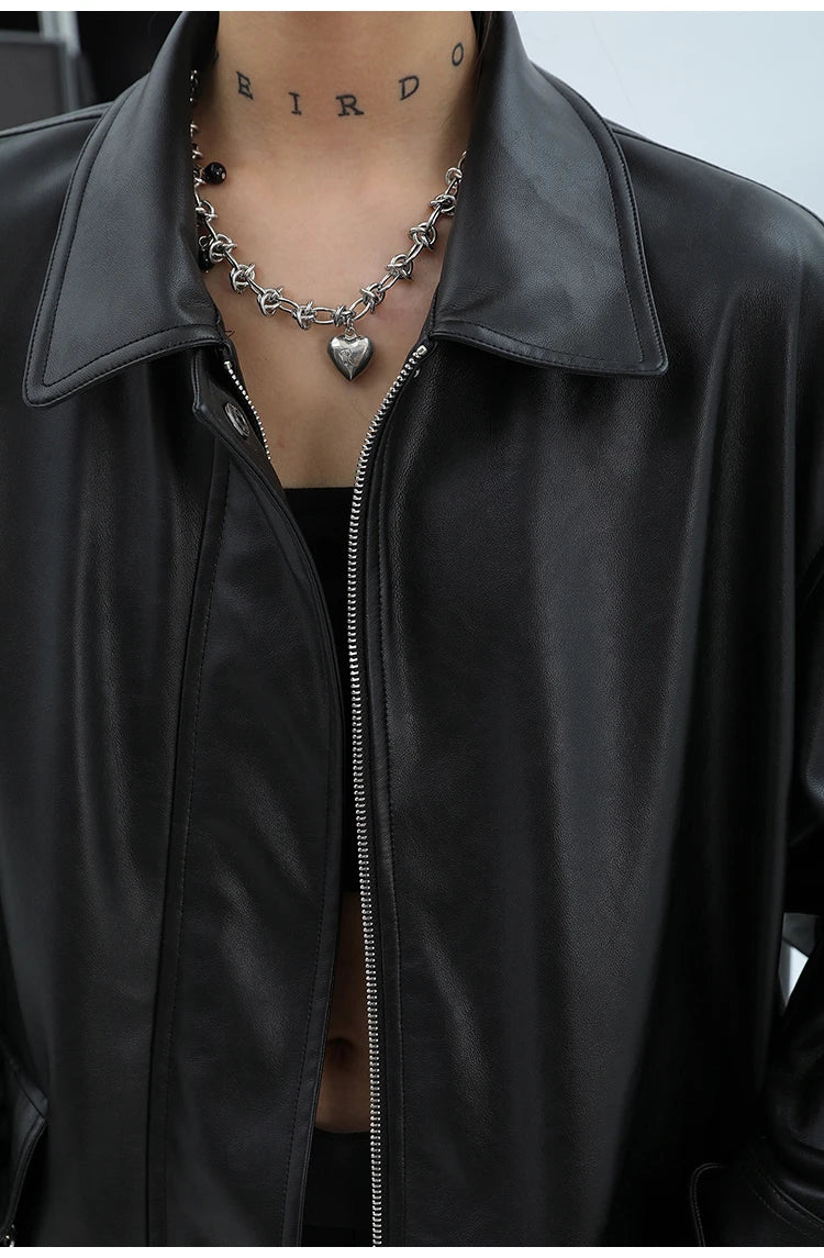 "Trinity" Women's Waterproof Long Sleeve Oversized Faux Leather Jacket