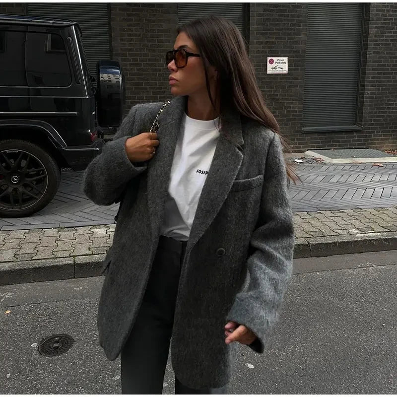 "Solencia" Women's Elegant Long Sleeve Wool Coat
