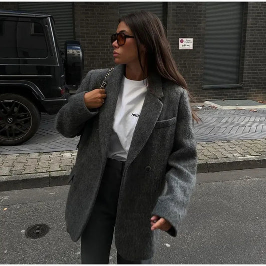 "Solencia" Women's Elegant Long Sleeve Wool Coat