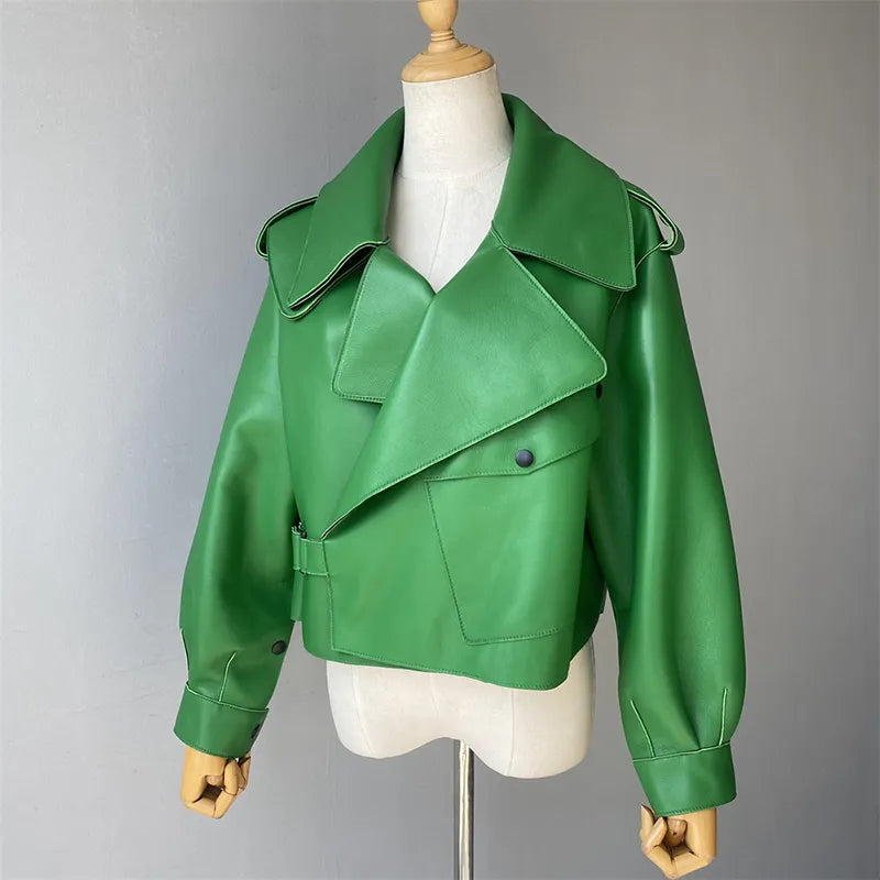 “Diamond” Women’s Sheepskin Designer Leather Jacket