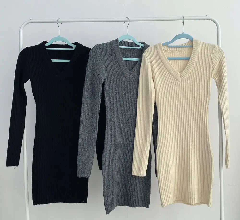 “Not So Innocent” Women’s Long Sleeve Knitted  Sweater Dress