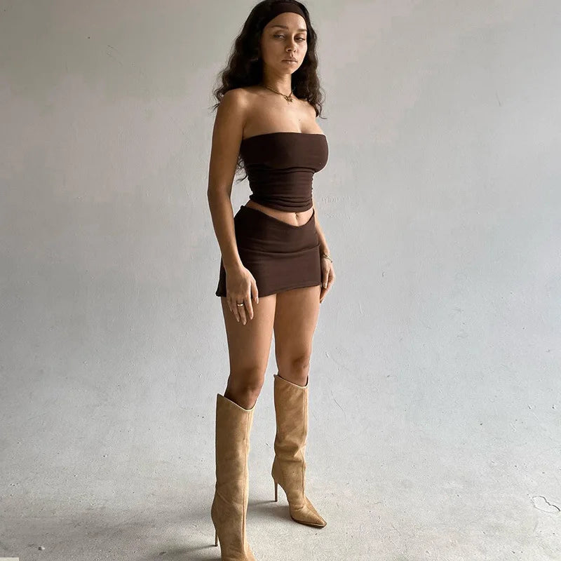 “Focus On Me” Women’s Sexy Y2K Style Two Piece Bodycon Outfit Set