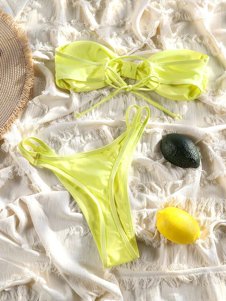 "Minka" Pleated Ring Cut Bikini