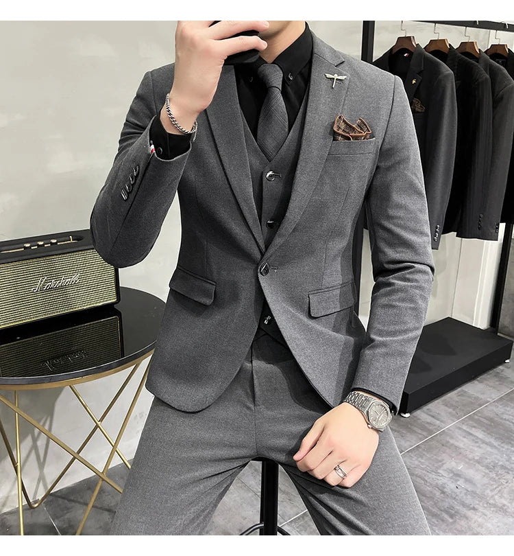 “Charon” Men’s Slim Fit 3 Piece Business Suit
