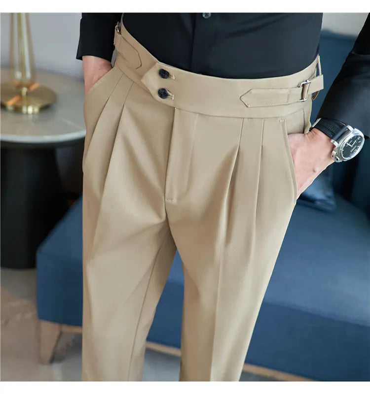 “Word Of Mouth” Men’s High Waist Designer Slim Fit Business Casual Dress Pants