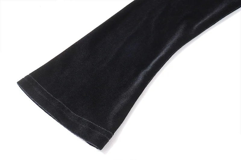"Madeline" Women's Vintage Black Velvet Long Sleeve Blouse