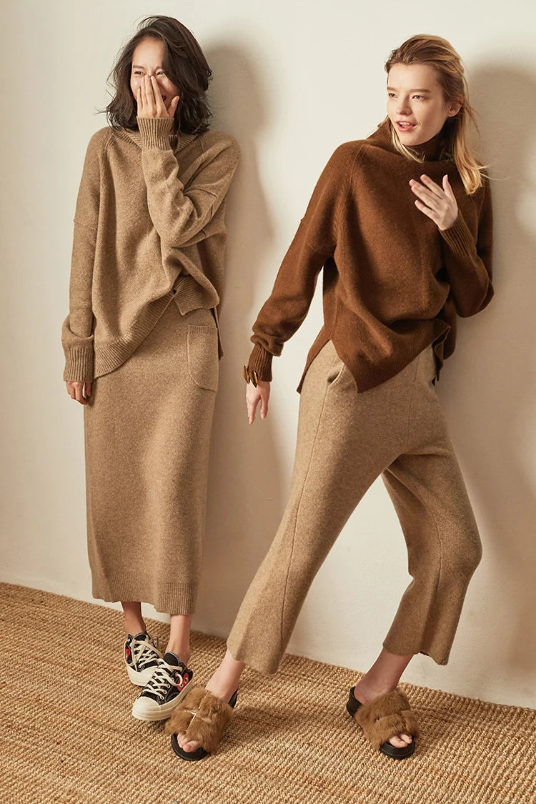 “Autumn” Women’s Paragraph Knitted Designer Cashmere Sweater