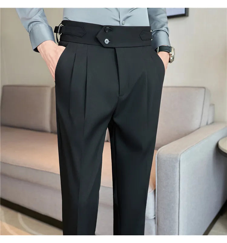 “Word Of Mouth” Men’s High Waist Designer Slim Fit Business Casual Dress Pants