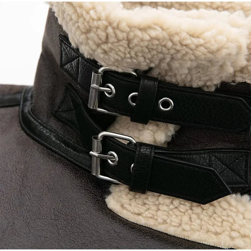 “Double Dutch” Casual Lambs Fur Leather Jacket
