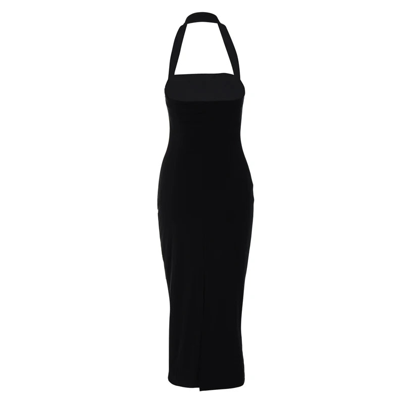 "Bossalina" Y2K Style Backless Bodycon Maxi Dress