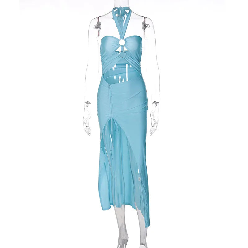 “The Queen” Women’s Sexy Satin Backless Draped Maxi Dress