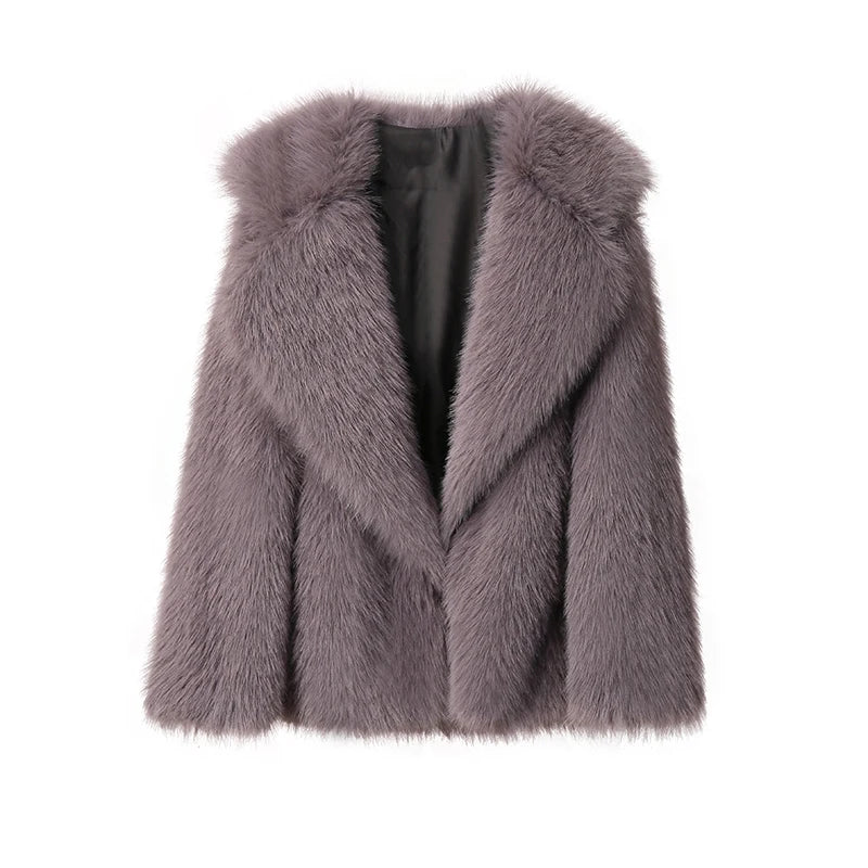 “Nepo Baby” Women’s Loose Oversized Fluffy Faux Fur Overcoat