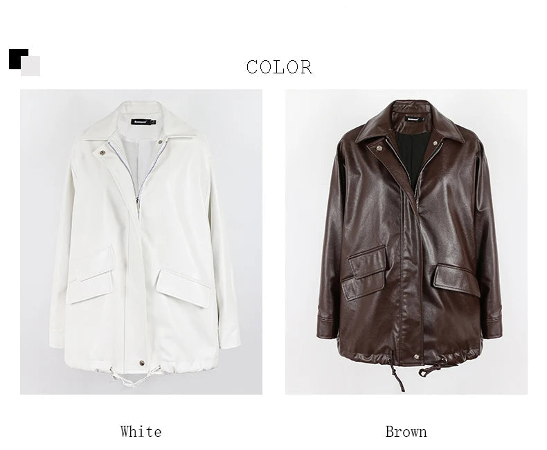 "Trinity" Women's Waterproof Long Sleeve Oversized Faux Leather Jacket