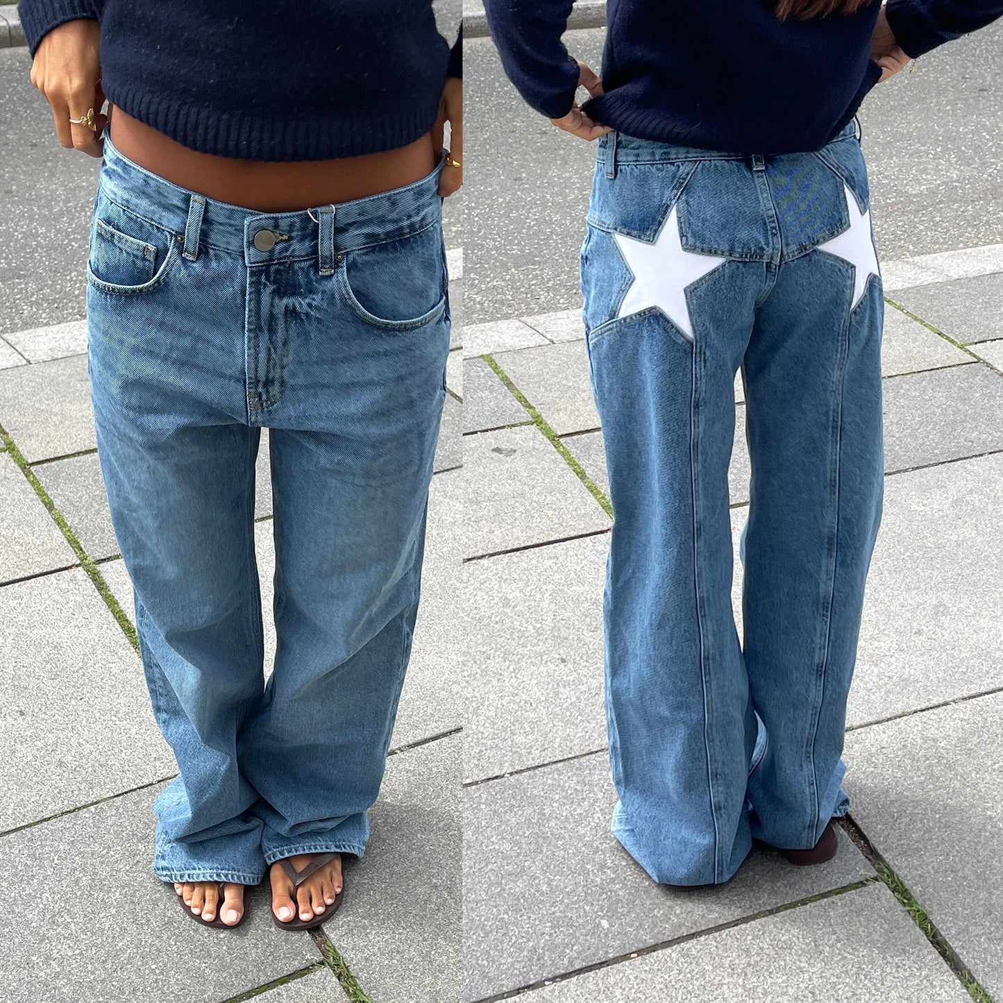 "Party Like A Rockstar" Women's Vintage Y2K Style Low Waist Jeans