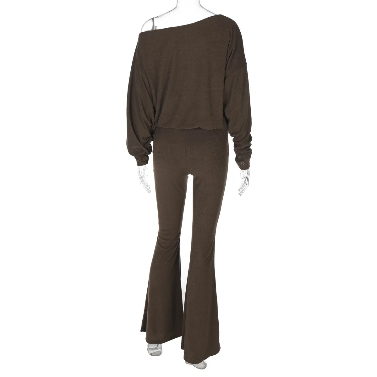 "Cashmere" Women's Casual Elegant Asymmetrical Top & Flare Pants 2 Piece Matching Lounge Set