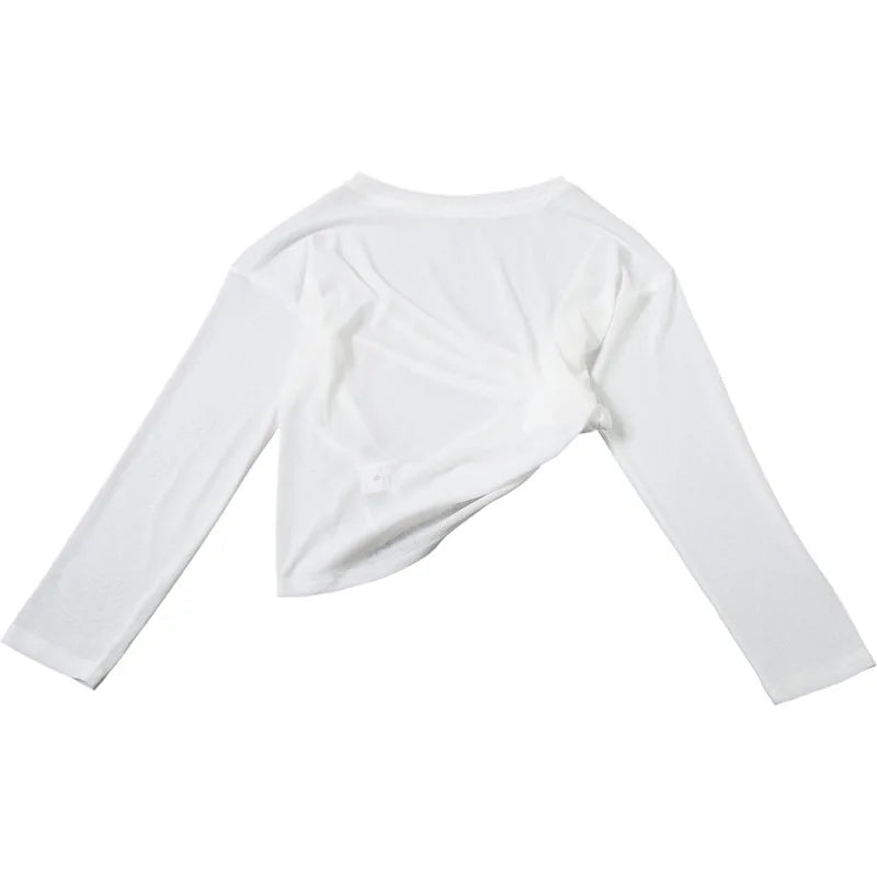 "Como" Women's See Though Off-Shoulder Long Sleeve Crop Top