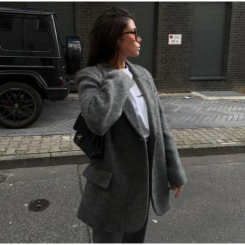 "Solencia" Women's Elegant Long Sleeve Wool Coat