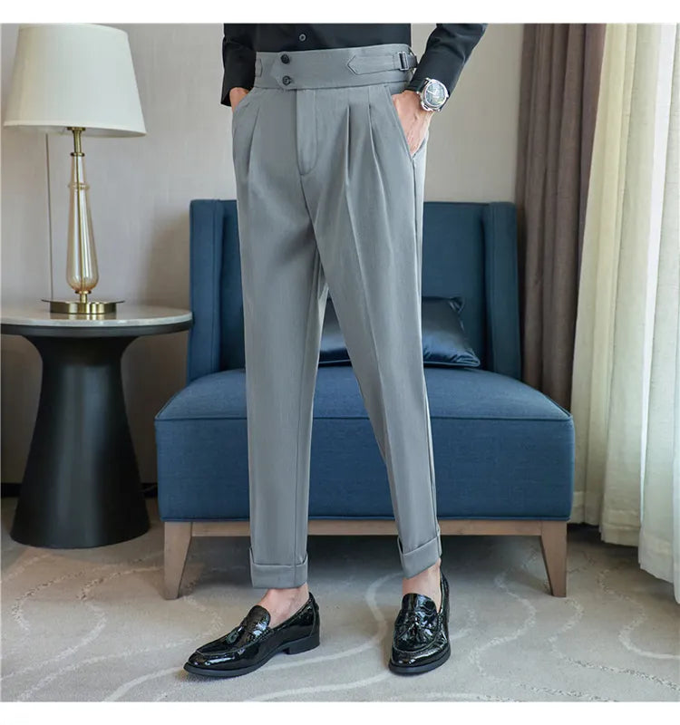 “Word Of Mouth” Men’s High Waist Designer Slim Fit Business Casual Dress Pants