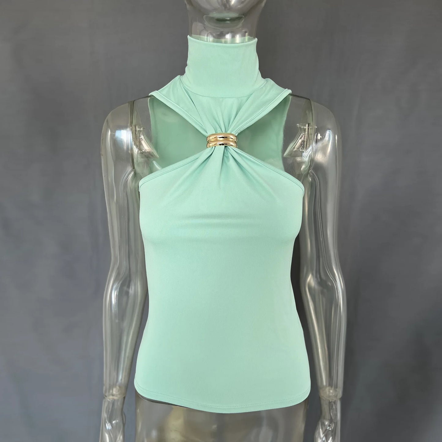 "Mrs. Banks" Women's Elegant Sleeveless Turtleneck Top