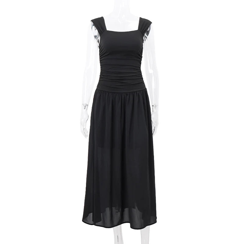 "Coastals" Ruched Bodycon High Waist Maxi Dress