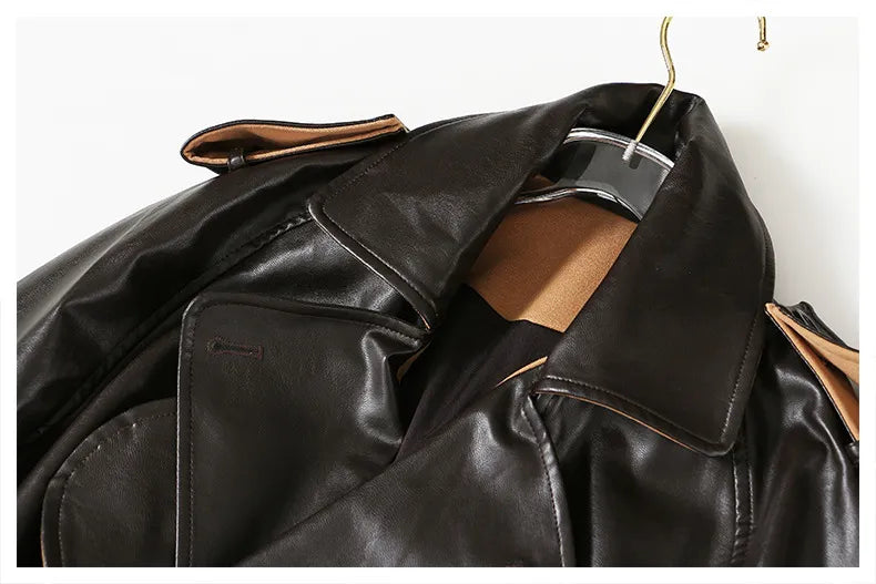”Volaire” Women’s Italian Leather Trench Coat